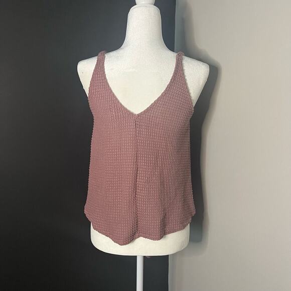 Blu Pepper Woman's Blush Waffle Knit Sleeveless Button Front Tank Top- Size XS - Picture 2 of 9